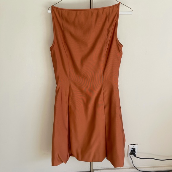 Tom And Linda Pratt Orange Silk Bubble Dress - Picture 7 of 7